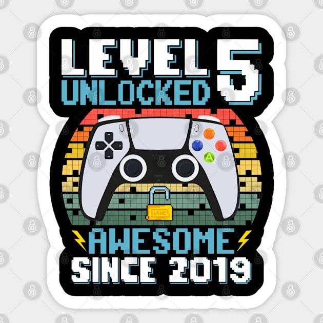 Level 5 Unlocked Awesome Since 2019 Sticker by Asg Design